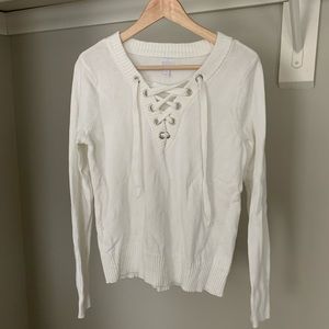 V-Neck White Sweater